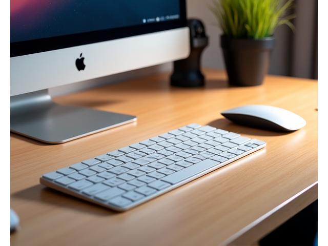 Stylish ergonomic mouse, keyboard, and posture corrector on a minimalist wood desk.